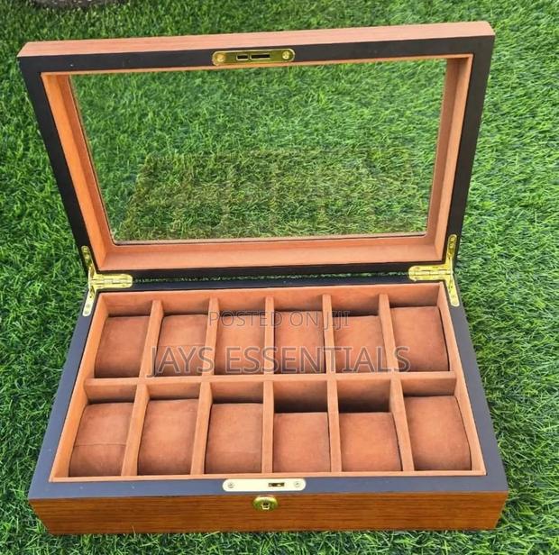 12 Slot Wooden Watch Organizer Valentines Gift Set