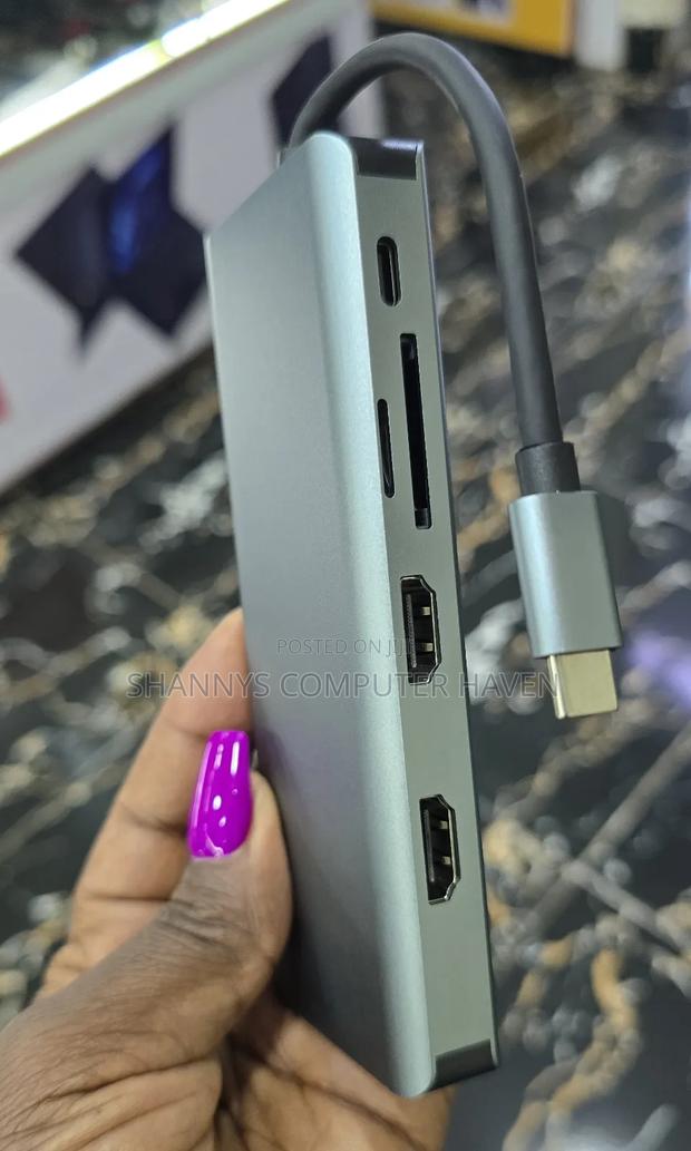 Type-C 12-in-1 Usb-C Hub Adapter – Dual Hdmi, Vga, Lan, Usb 3.0 - main view
