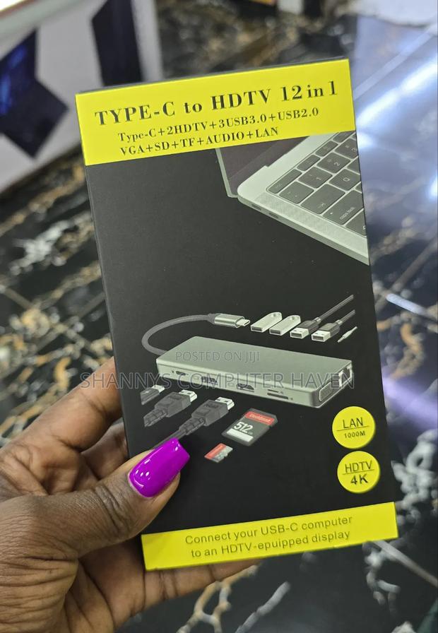 Type-C 12-in-1 Usb-C Hub Adapter – Dual Hdmi, Vga, Lan, Usb 3.0 - thumbnail 2