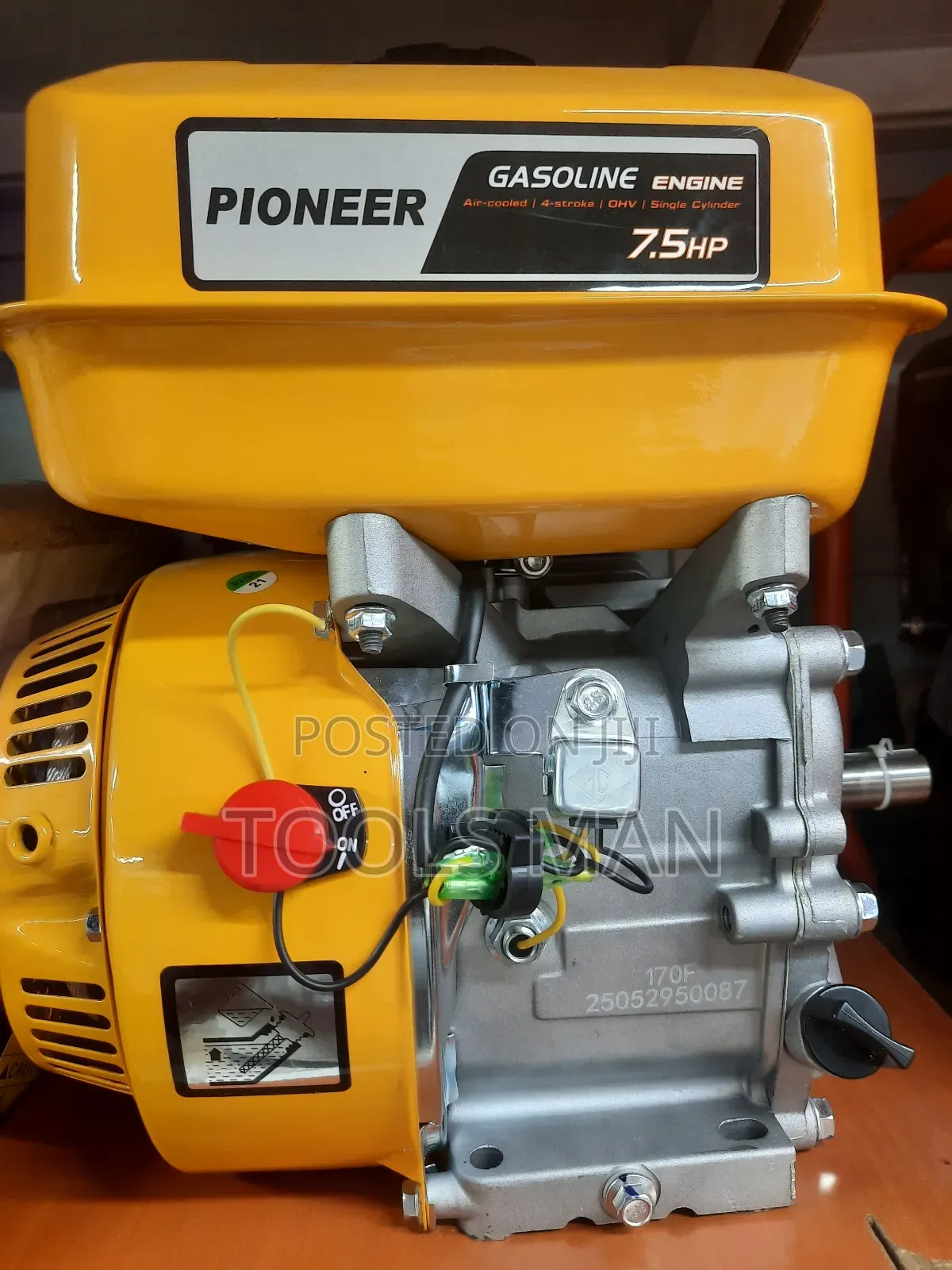 Pioneer Gasoline Engine 7.5hp - Brand New, Air-Cooled 4-Stroke Ohv