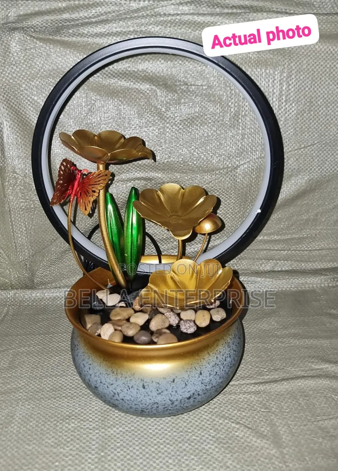 New Arrivalselegant Led Electric Mini Water Fountain in Metallic Pot