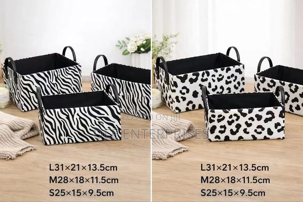 3-Piece Stylish Zebra Cow Print Storage Baskets - main view