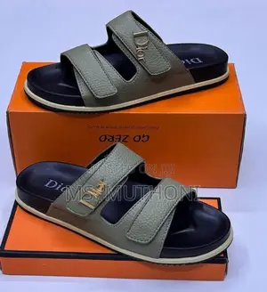 Dior Two-Strap Sandals in a Green/Khaki Tone