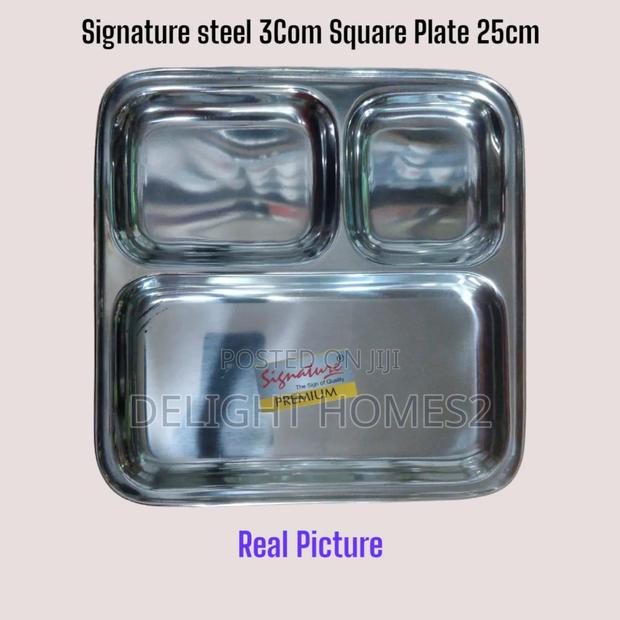 Stainless Steel 3com Square Plate _B