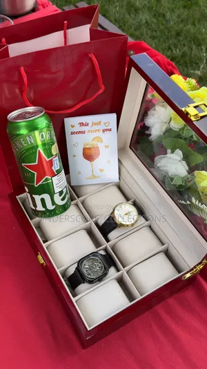 10slots Wooden Watch Organizer/Beer Can Gift Set