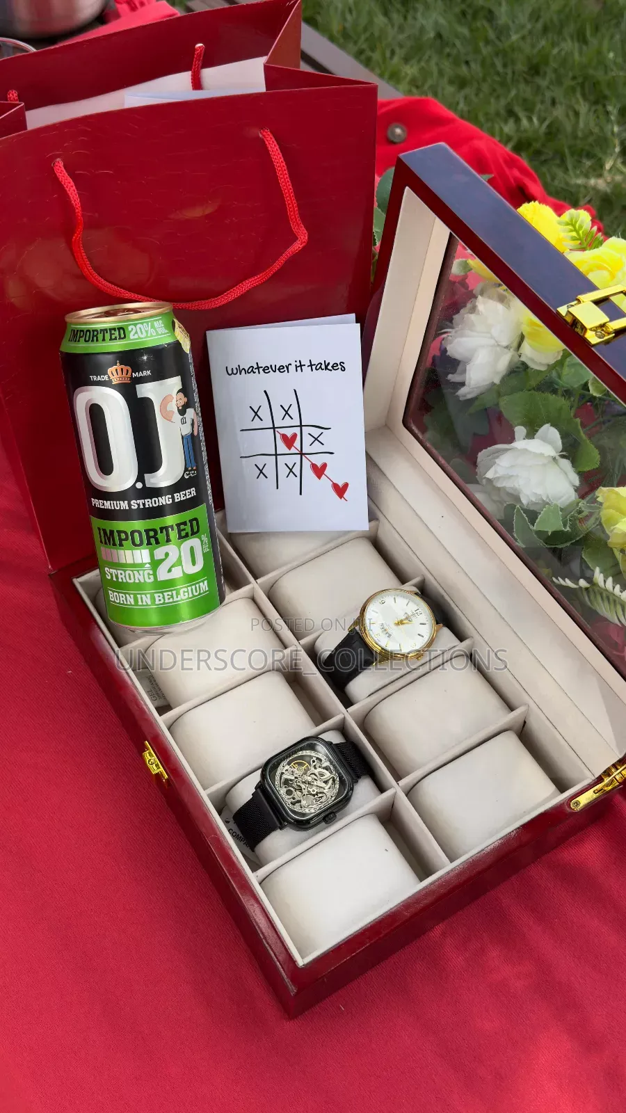 10slots Wooden Watch Organizer/Beer Can Gift Set