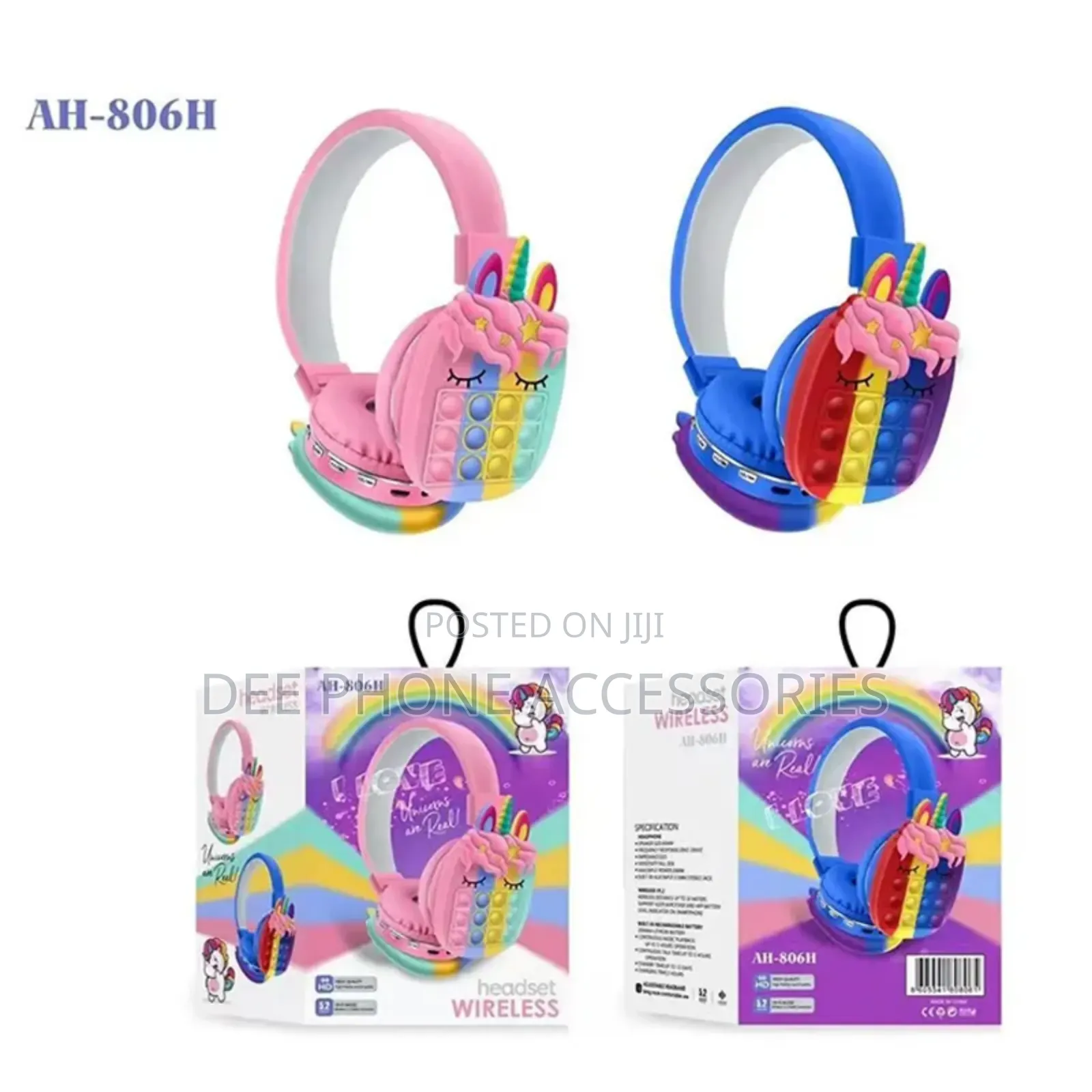 Ah 806h New Cute Cartoon Rainbow Wireless Headphone