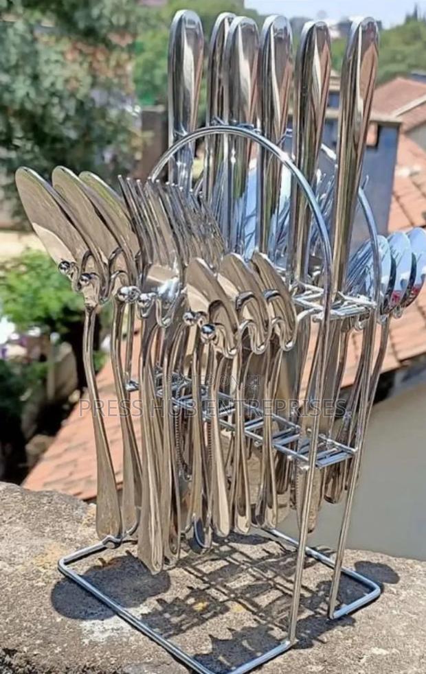 -Piece Stainless Steel Cutlery Set With a Stand" - main view
