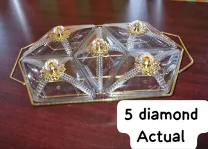 Diamond Shaped Acrylic Dish on Golden Frame – Nut Candy Tray