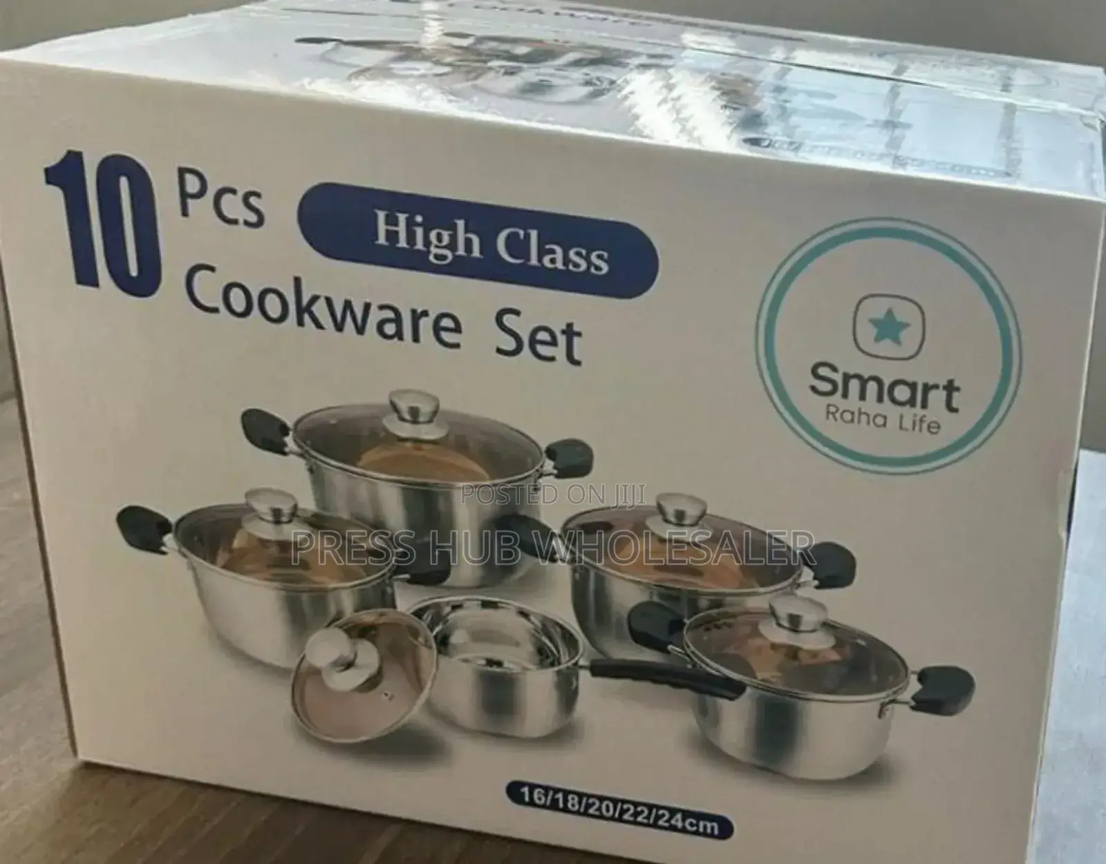 Smart Raha Life 10-Piece Stainless Steel Cookware Set.