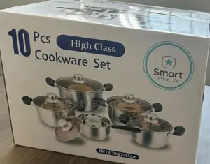 Smart Raha Life 10-Piece Stainless Steel Cookware Set.
