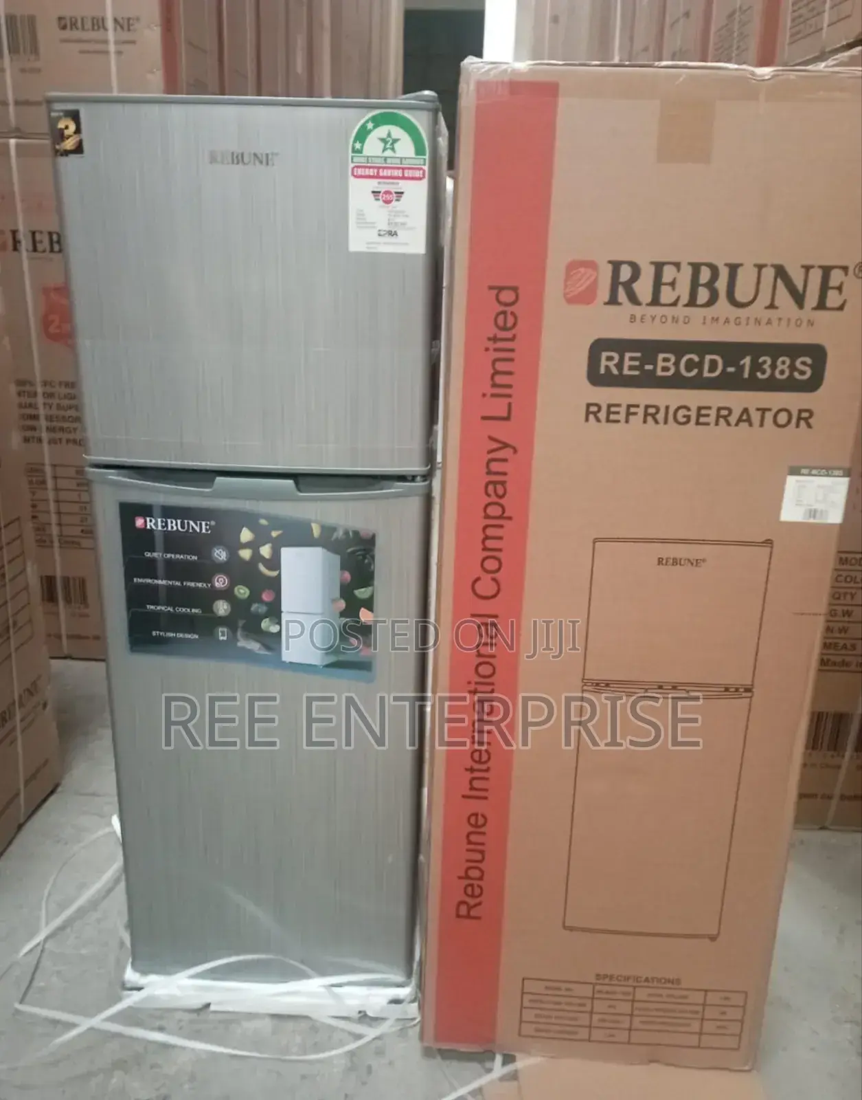 Rebune 138 Litres Double Door Refrigerator