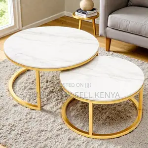 White Marble Nesting Coffee Tables With Gold Legs for Living Rooms
