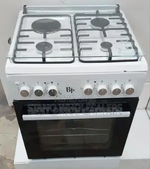 Colour White BJS Cooker Size 60by60. 3+1
