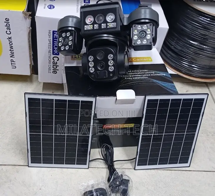 Tripple Lens 4g Solar Camera Dual Panel and Alarm