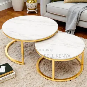 Modern Luxury Marble Top Nesting Tables With Gold Metal Frame