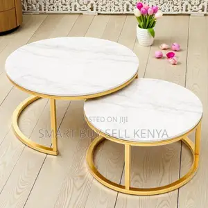 Marble Nesting Coffee Table Set With Gold Frame for Stylish Interiors