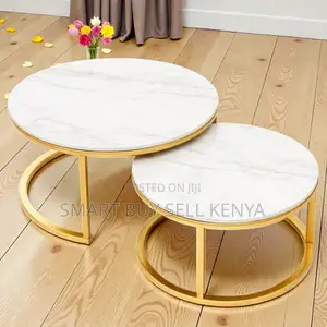 Round Marble Nesting Coffee Table With Gold Legs Modern Home Furniture