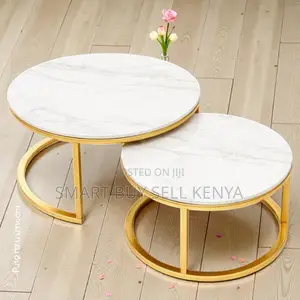 Luxury Marble Surface Nesting Coffee Tables With Gold Base Furniture