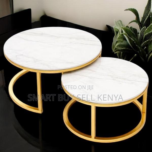 Marble Nesting Coffee Table Set With Gold Stainless Frame Living Space