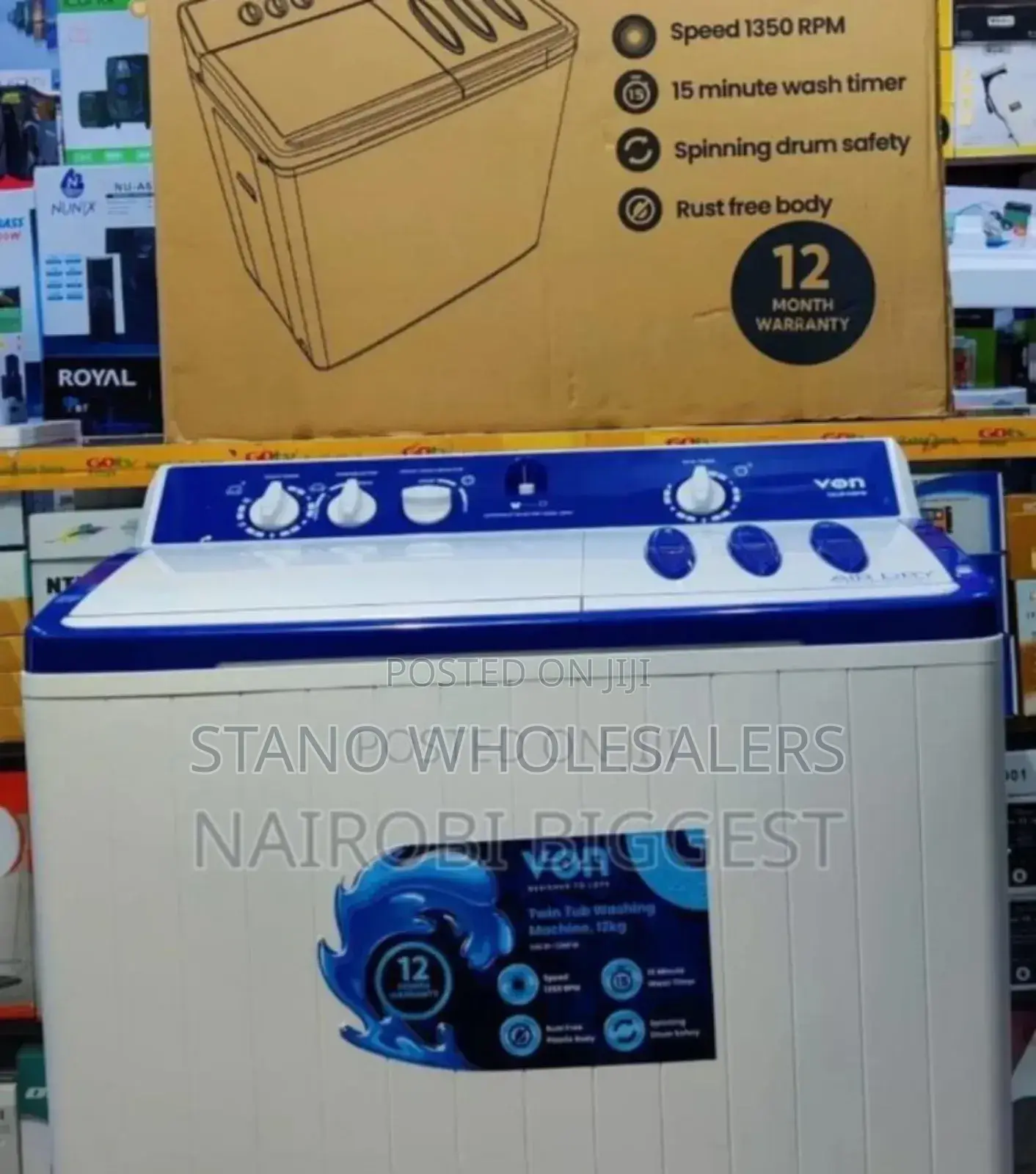 Colour White Ramtons 12kgs Top Loader Washing Machine. New