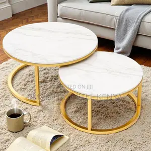 Marble Top Nesting Coffee Table Set With Gold Base Home Furniture