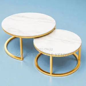 Marble Nesting Coffee Tables With Gold Frame for Elegant Living Rooms