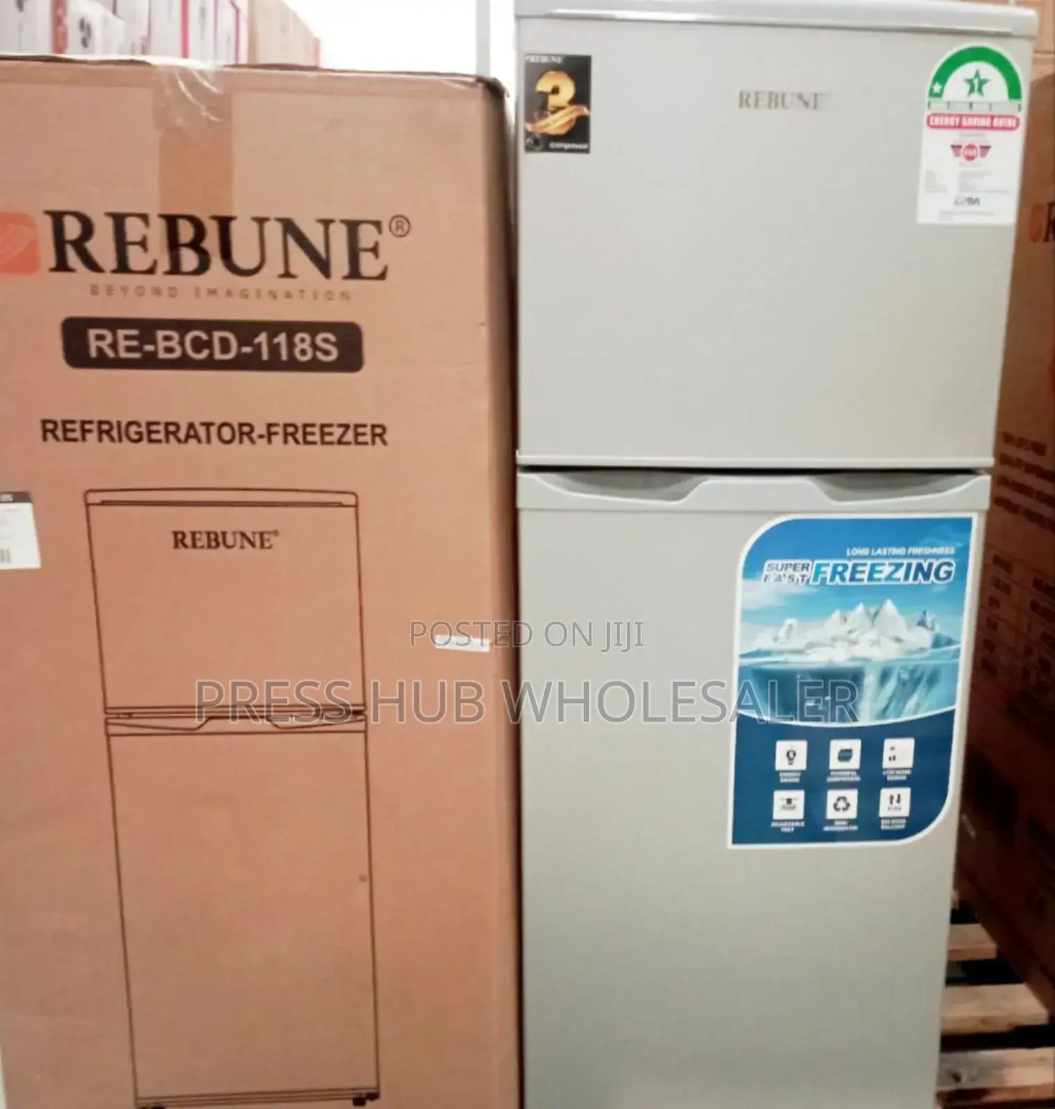 Rebune 118 Litres Double Door Fridge 