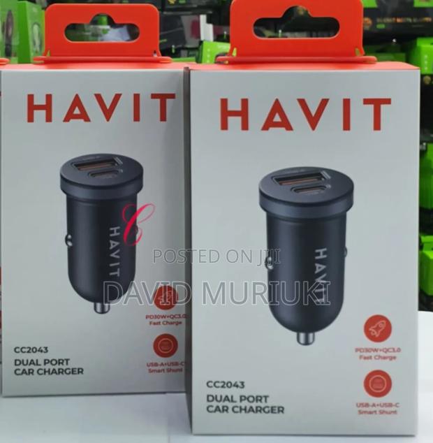 Havit Cc2043 30w Type C Usb Dual Port Car Charger - thumbnail 2