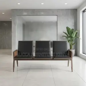 Leather Upholstered 3-Seater Waiting Bench