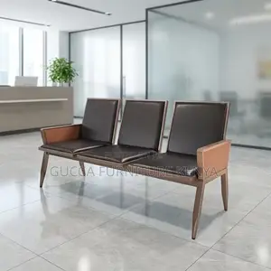 Leather Upholstered 3-Seater Waiting Bench