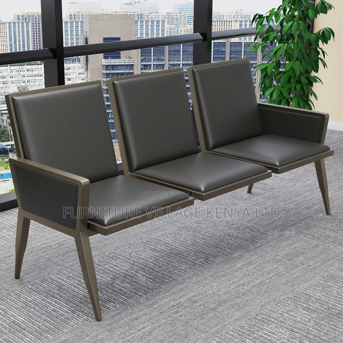 Reception Benches: 3-seater Heavy-duty Office Bench