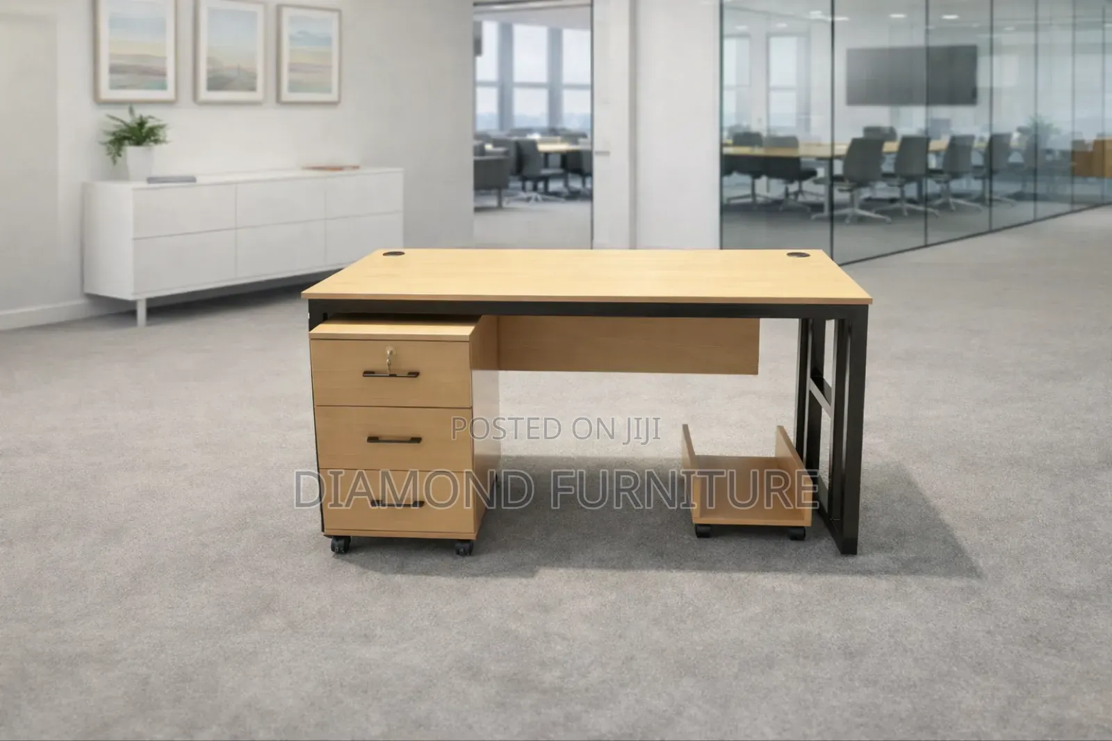 1.4m Frame Home Office Study Desk-Movable Drawers