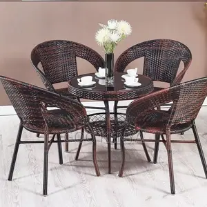Home Dining Set; Stylish Stackable Rattan Chair and Table Set for Home