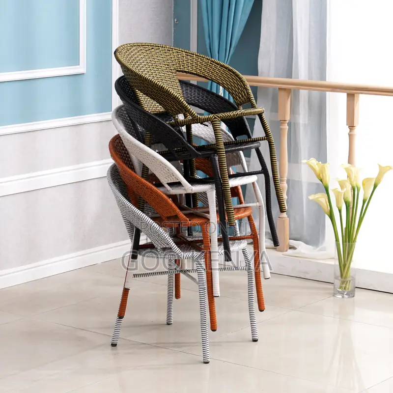 Home Dining Set; Stylish Stackable Rattan Chair and Table Set for Home