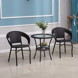 Home Dining Set; Stylish Stackable Rattan Chair and Table Set for Home