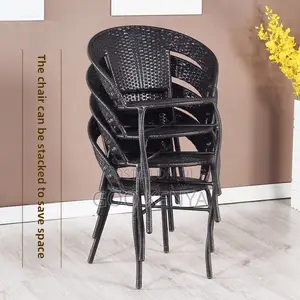 Home Dining Set; Stylish Stackable Rattan Chair and Table Set for Home