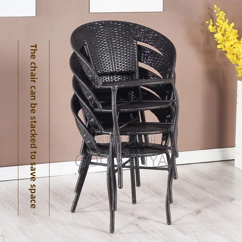 Home Dining Set; Stylish Stackable Rattan Chair and Table Set for Home
