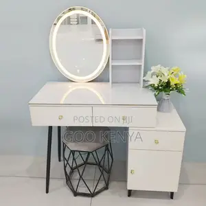 Home Dressing Table Set; Modern Makeup Vanity Desk With Led Mirror