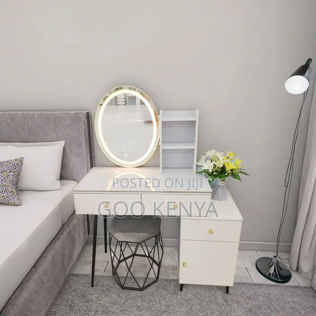 Home Dressing Table Set; Modern Makeup Vanity Desk With Led Mirror