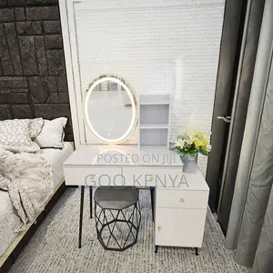 Home Dressing Table Set; Modern Makeup Vanity Desk With Led Mirror