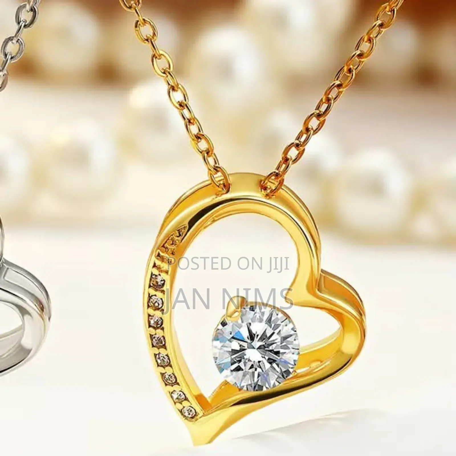 Stainless Steel Chain Heart Pendant, Gold Coated, Silver, Hypoallergic