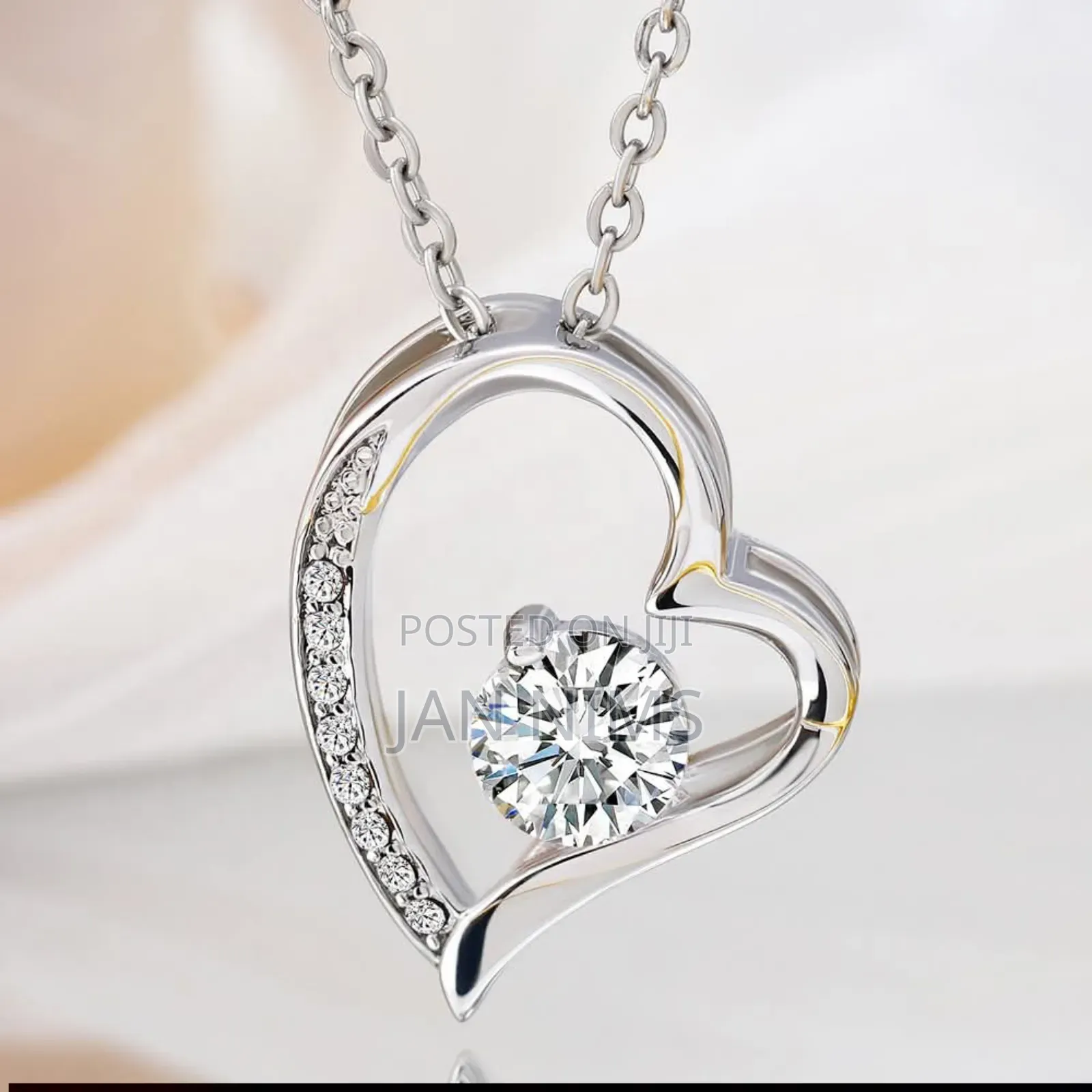 Stainless Steel Chain Heart Pendant, Gold Coated, Silver, Hypoallergic
