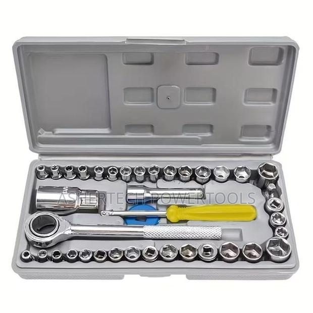 40pcs Ratchet Socket Wrench Set, 1/4" 3/8" Drive Socket Set - main view