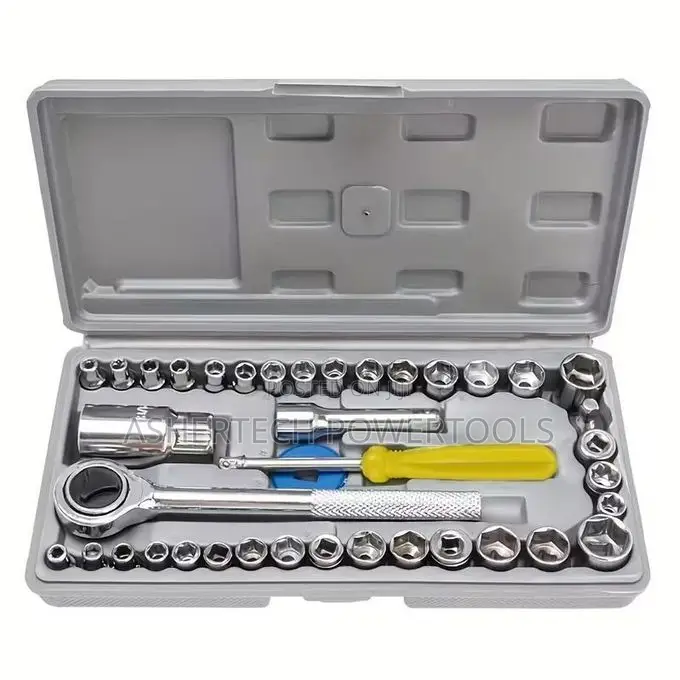 40pcs Ratchet Socket Wrench Set, 1/4" 3/8" Drive Socket Set