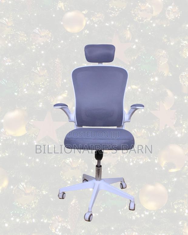White Ergonomic Office Chair for Work | Flip-Up Arms Convenience