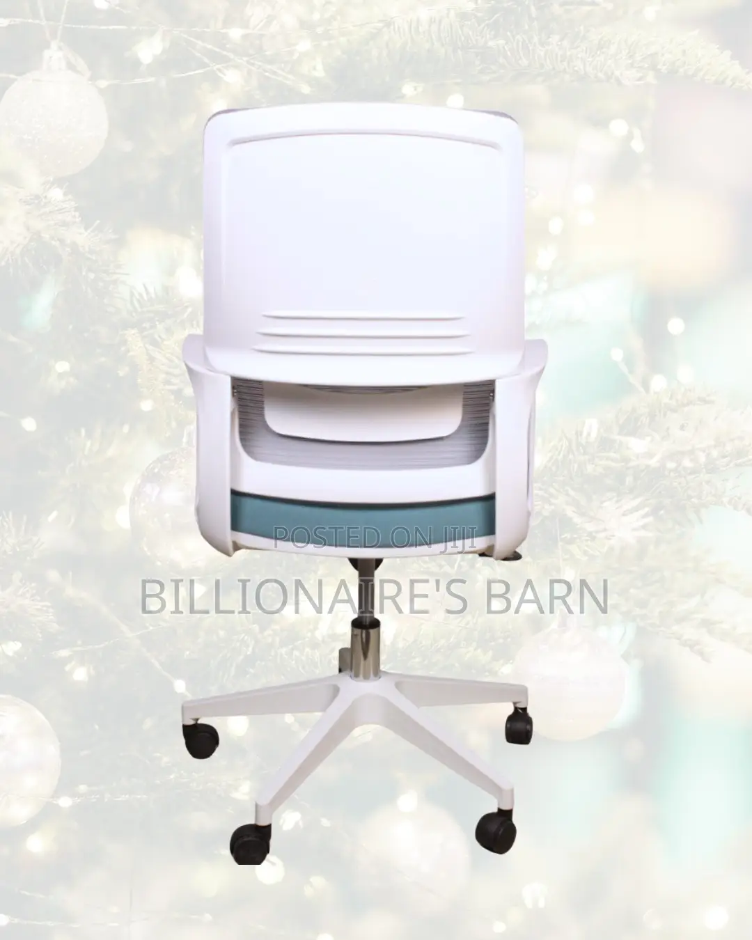 White Ergonomic Work Chair — Smooth Movement, Lower-Back Support