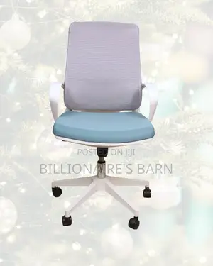 White Ergonomic Work Chair — Smooth Movement, Lower-Back Support