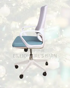 White Ergonomic Work Chair — Smooth Movement, Lower-Back Support