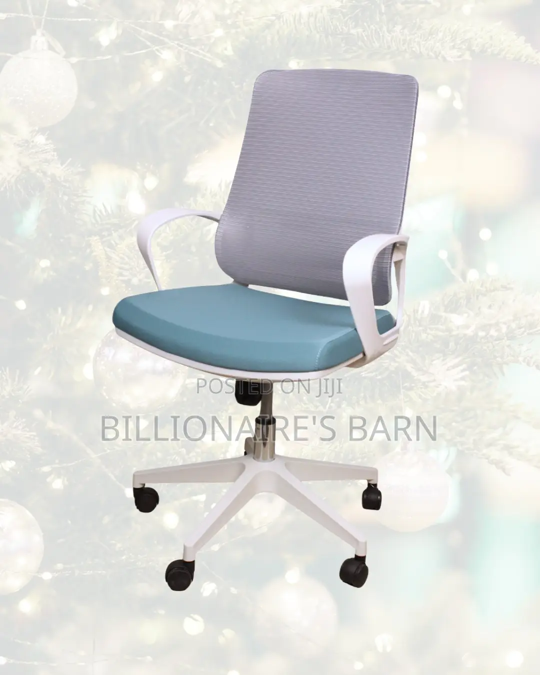 White Ergonomic Work Chair — Smooth Movement, Lower-Back Support